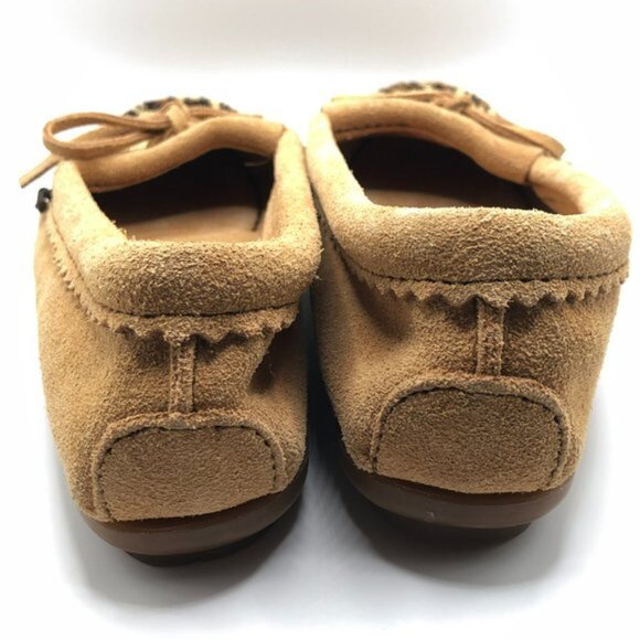 New Minnetonka Moccasins Taupe Light Brown Cheetah Print Size 6.5 Style 347F - Picture 3 of 7